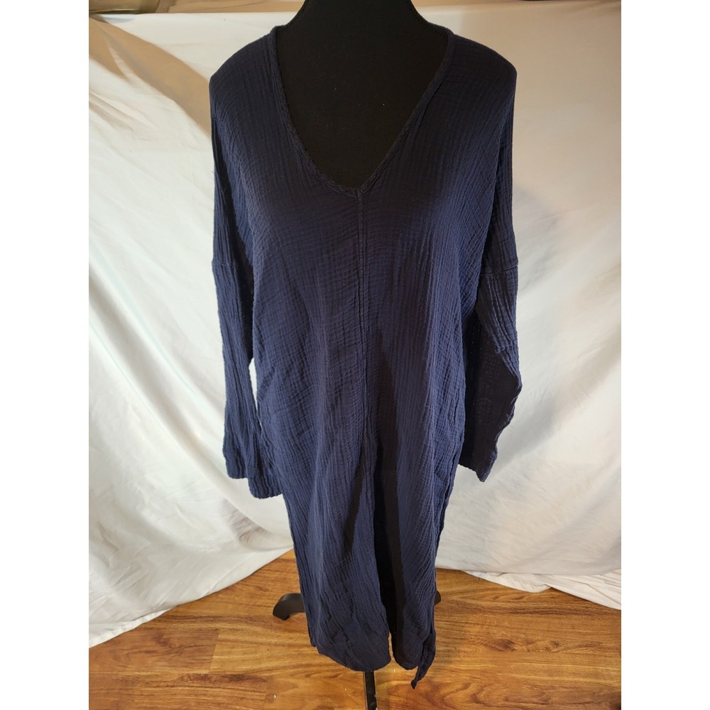Felicite Women's‎ Blue Long Dress Size 2 V-Neck 3/4 Casual Long Sleeve